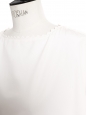 Ivory white crepe short sleeved scalloped dress NEW Retail price €1100 Size 34/36