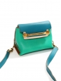 CLARE Blue green and beige textured leather mini bag with gold chain strap Retail price €1000