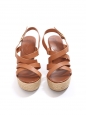 Sandales compensées en corde et lanières cuir marron NEUVES Px boutique 175€ Taille 38