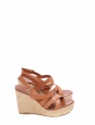 Brown multi straps leather espadrille wedge sandals NEW Retail price €175 Size 36,5-37