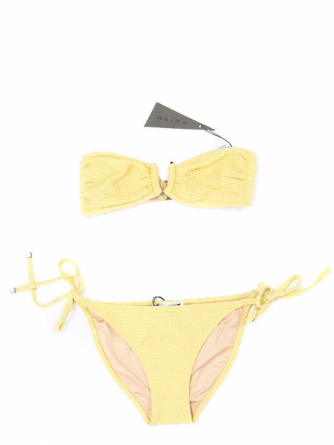 Bikini bandeau culotte ficelle jaune PUERTO VIEJO et FORMENTERA NEUF Px boutique 215€ Taille 36