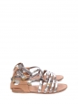 Silver and nutmeg brown leather flat gladiator sandals Retail price €550 Size 41