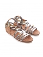 Silver and nutmeg brown leather flat gladiator sandals Retail price €550 Size 38