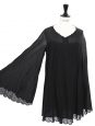 Robe courte  manches longues Scallop en coton noir Px boutique 350€ Taille 36/38