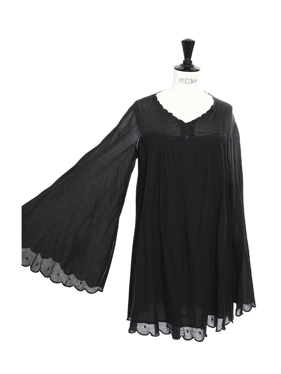 Boutique SEE BY CHLOE Black cotton Scalloped long sleeves dress Retail  price 350 Size S/M