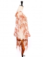 Robe en voile de soie et ceinture foulard imprimé phoenix orange et blanc Prix boutique 1700€ Size 36
