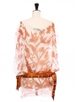 Robe en voile de soie et ceinture foulard imprimé phoenix orange et blanc Prix boutique 1700€ Size 36