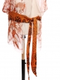 Orange and white phenix and floral print silk veil dress with satin scarf belt Retail price €1700 Size 36