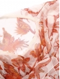 Orange and white phenix and floral print silk veil dress with satin scarf belt Retail price €1700 Size 36