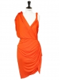 Orange draped Grecian cocktail dress Retail price €2050 Size 34
