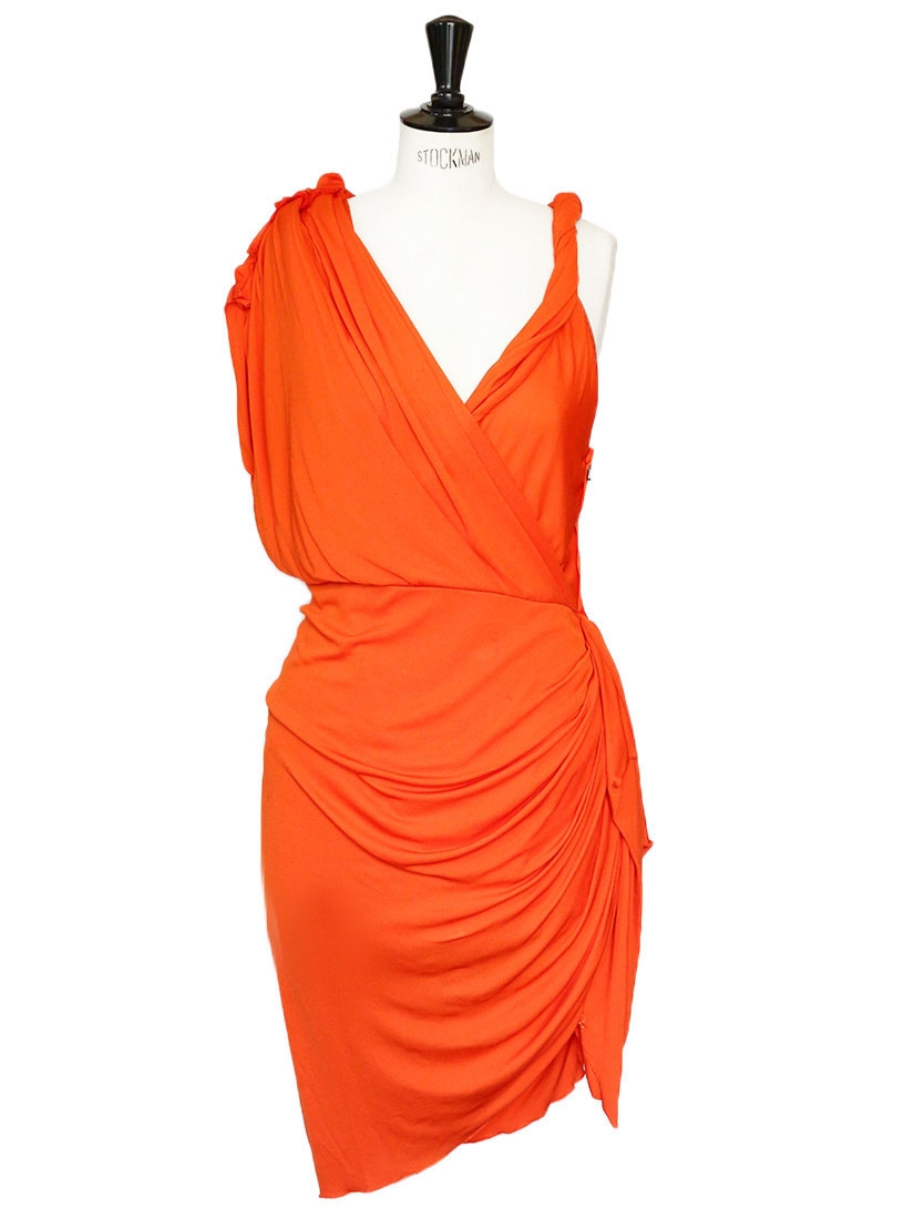Louise Paris - LANVIN Orange draped Grecian cocktail dress Retail price ...