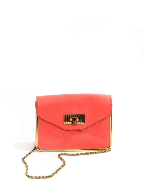 SALLY coral red grained leather cross body bag NEW Retail price €1320