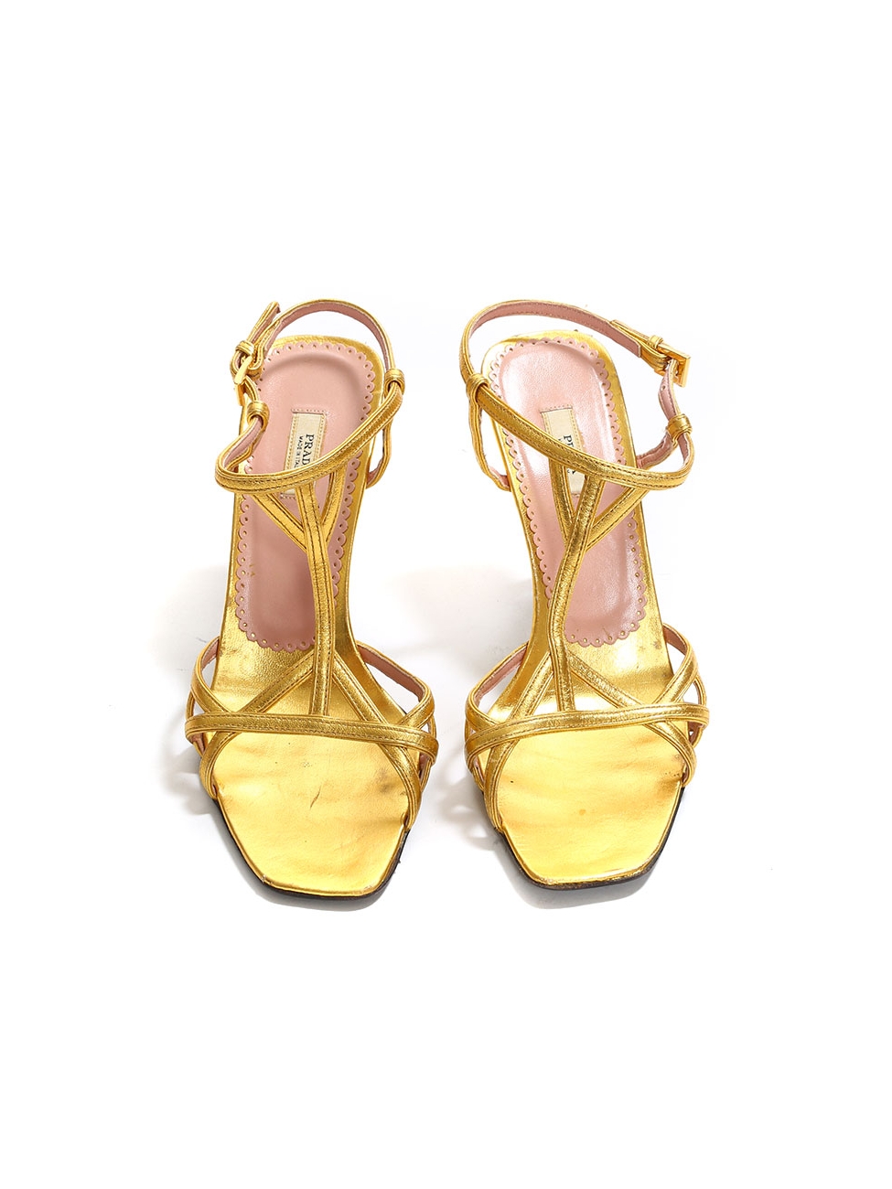 Boutique PRADA Golden leather ankle strap heel sandals Retail price €550  Size 37