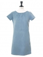 Mid-blue denim wash short sleeved mini dress Retail price €250 Size S