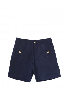 Navy blue cotton and linen shorts with golden buttons NEW Retail price €115 Size 36
