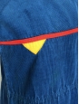 Robe sans manches en velours côtelé bleu drapeau jaune et rouge Taille 34