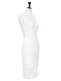 Ivory white eyelet lace cinched body con midi dress Retail price €1200 Size 36