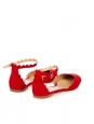 LAUREN Flame red suede leather scallop-edged ballet flats with ankle strap Retail price $695 Size 36