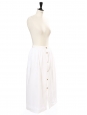 White linen high waist maxi skirt with tortoiseshell buttons Size 34