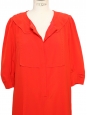 Robe Couture manches courtes en soie rouge vermillon et col claudine Prix boutique 1500€ Taille 40