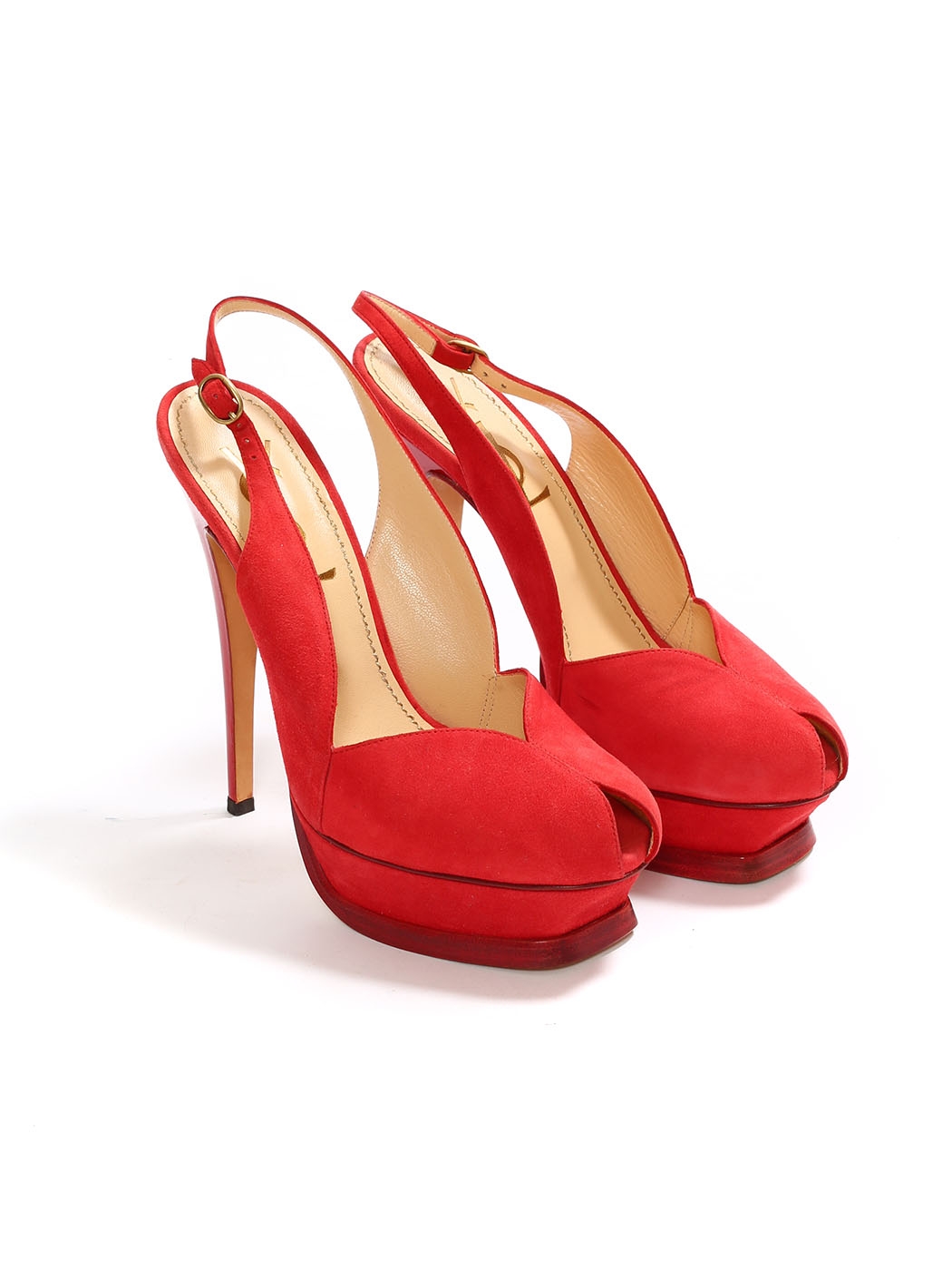 Louise Paris - YSL Red suede leather stiletto heel platform peep toe ...