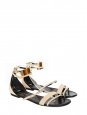 Janis flat sandals in nude leather and gold-toned metal plaque Retail price €1020 Size 41,5