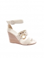 Mary Maillons cream white smooth leather ankle strap wedge sandals Retail price €680 Size 38
