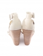 Sandales Mary Maillons à talon compensé en cuir blanc crème Prix boutique 680€ Taille 38