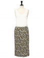 Midnight blue silk satin skirt embroidered with white orchid flowers Retail price €800 Size XS