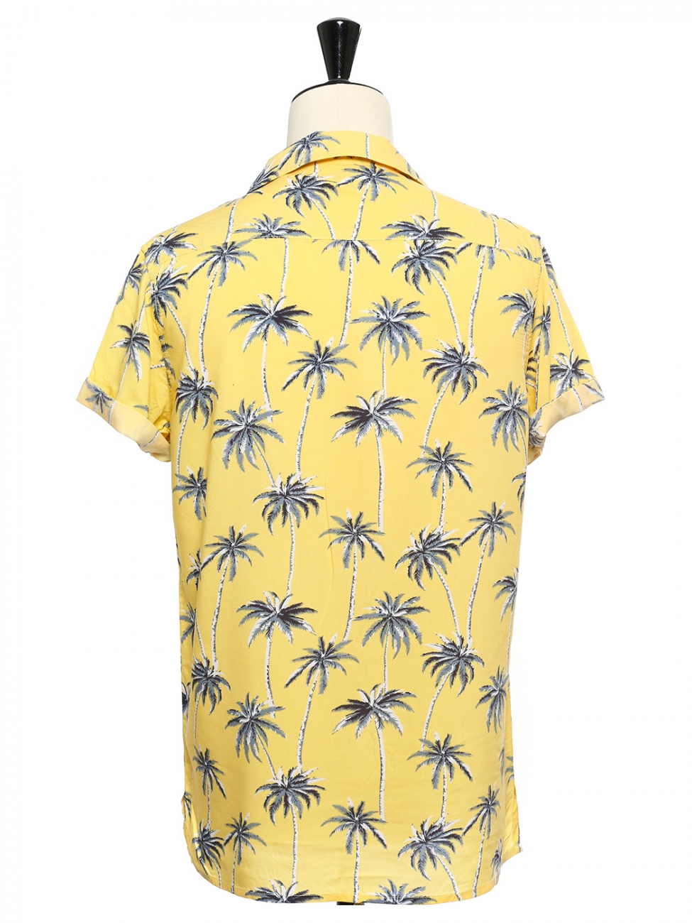 Tapestry Hawaiian Shirt Volcano Palm Trees Boats Button up Short Sleeve  Womens L