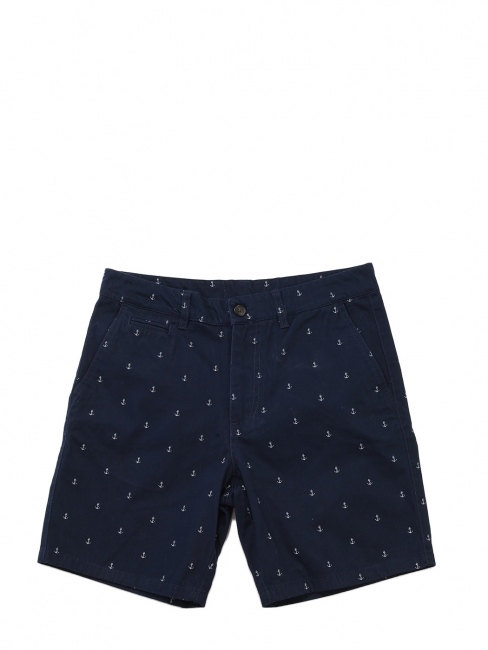 Dark navy and white anchor printed cotton men's shorts Size 29 (small)