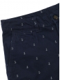 Dark navy and white anchor printed cotton men's shorts Size S