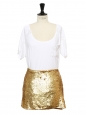 Mini-jupe brodée de sequins bronze doré Px boutique 160€ Taille 38