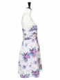 Floral print ecru silk strapless dress Retail price €300 Size 38