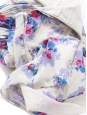 Robe bustier à fines bretelles en mousseline de soie fleuri bleu blanc et violet Prix boutique 300€ Taille 38
