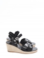 Black leather and ecru beige suede wedge sandals NEW Retail price €295 Size 39