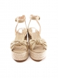 Gold and beige espadrilles wedge sandals with ankle strap Size 37
