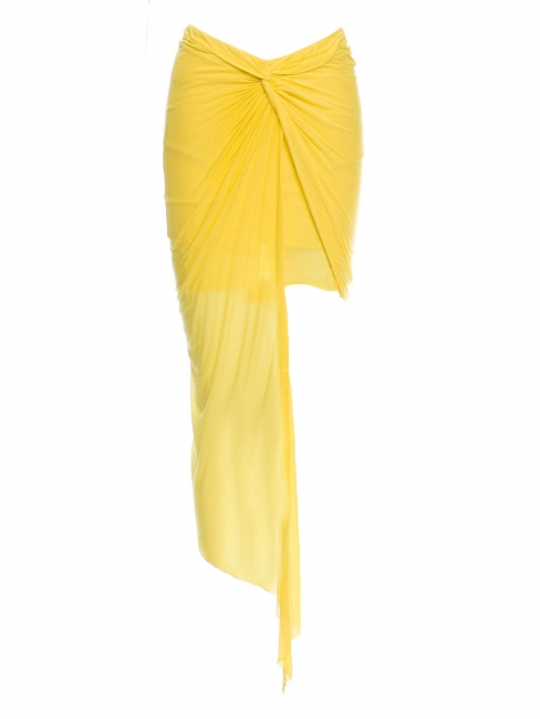Bright yellow asymmetrical twist front maxi skirt Retail price $265 Size XS
