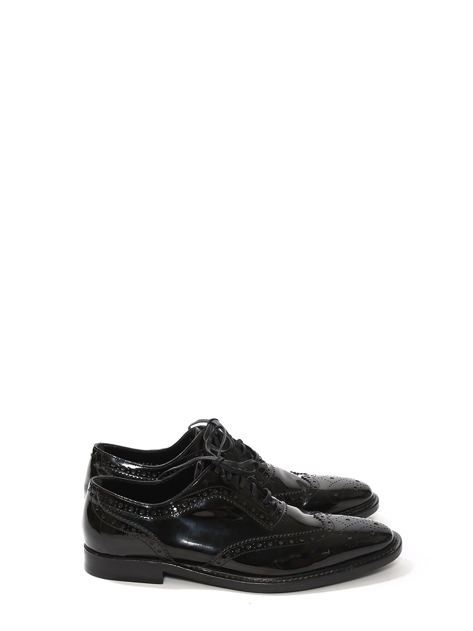 Boutique DOLCE & GABBANA Black patent leather perforated leather brogue  shoes Retail price €475 Size 38.5