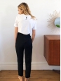 Black cotton high waist pants with tied belt Size 34