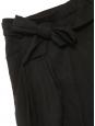Pantalon taille haute ceinture noeud en coton noir Taille 34