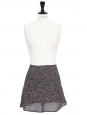 High waist navy blue crepe skirt printed with beige flowers Retail price €120 Size 0/34