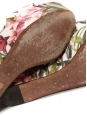 Sandales compensées en toile fleuri rose et vert Prix boutique 575€ Taille 40