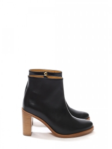 Chic black leather ankle heel boots Retail price 360€ Size 39