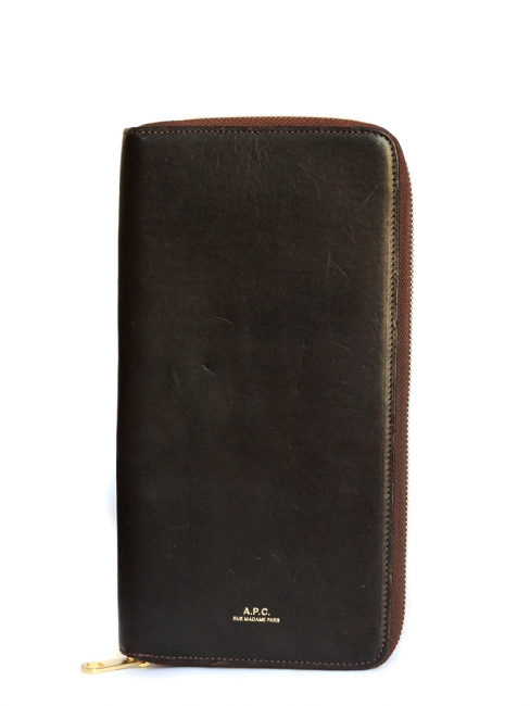 Dark brown calfskin leather long wallet / clutch bag Retail price €220