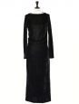 Black velvet long sleeves draped long dress Retail price €950 Size XS