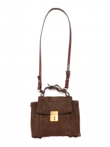 DARLA Chocolate brown leather and suede handbag Retail price €1105