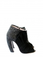 Black glitter and suede low / ankle peep toe boots Retail price 650€ Size 37.5