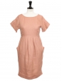 UTERQUE pink linen cinched dress Retail price €150 Size S