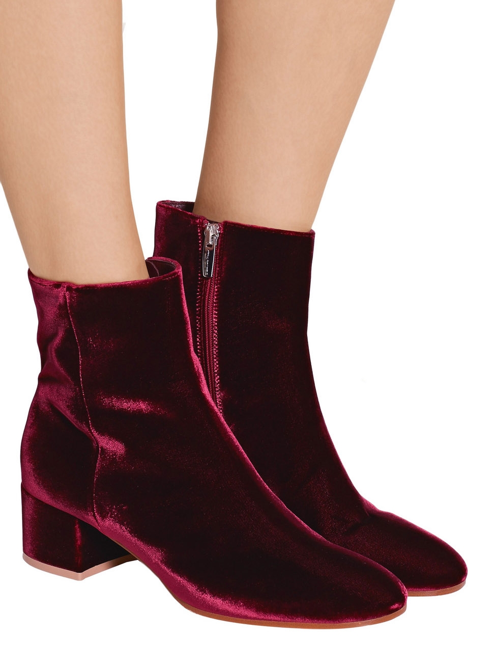 Louise Paris - GIANVITO ROSSI MARGAUX Burgundy red velvet ankle boots ...